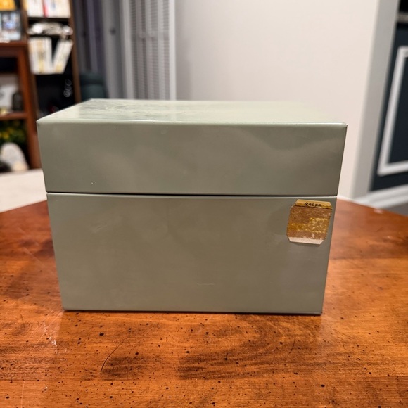 Unknown Other - Vintage Metal Recipe File Box with Alphabetical Index Cards & Dividers
